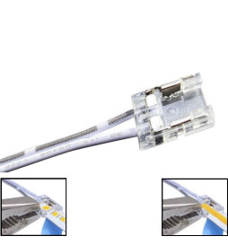 Transparent connector for COB + SMD LED strips - 10mm - IP20
