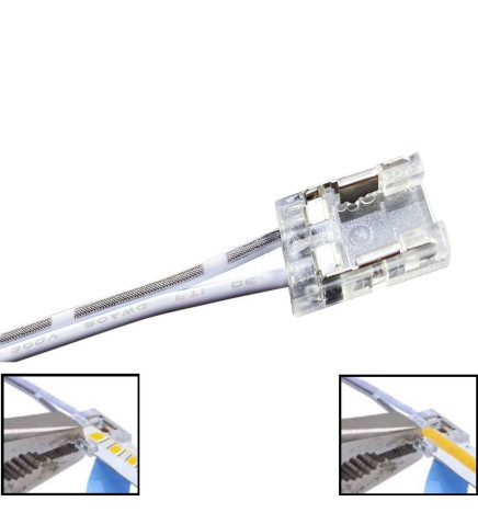Transparent connector for COB + SMD LED strips - 10mm - IP20