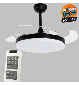 MALTA Svart LED-takfläkt -...