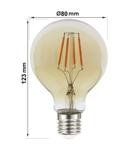 5W LED Bulbs Filament Vintage E27 G80 Gold - Dimmable