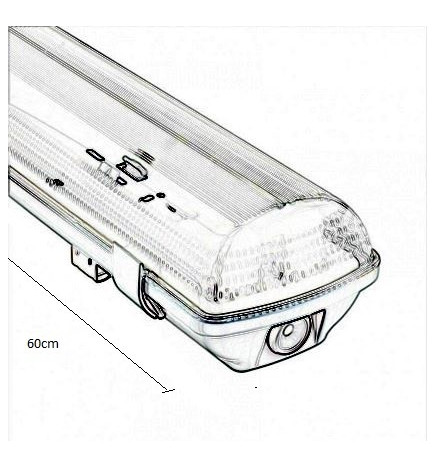 Vattentät armatur för två LED-lysrör IP65 60cm