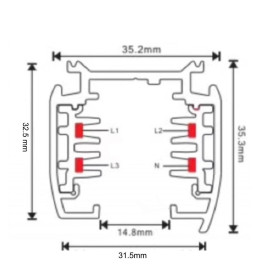 Skinnesystem 3-faset 2M sort